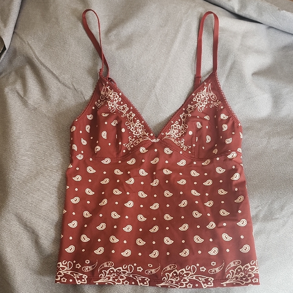 Red Paisley Camisole Top Size SP Urban Outfitters